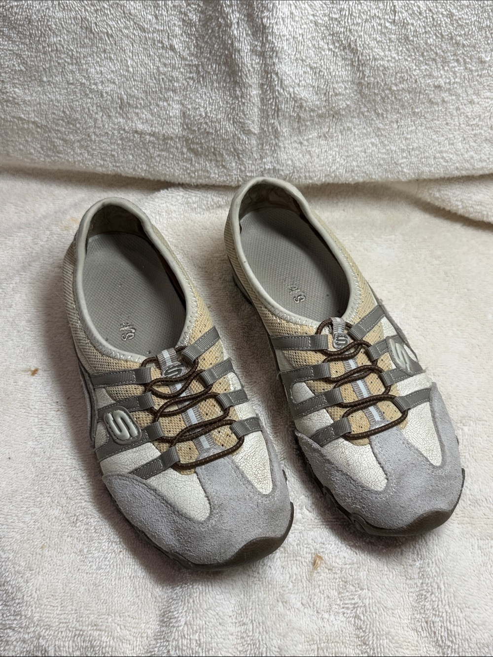 Skechers Women's Slip-On Athletic Sneakers in Gray and Cream